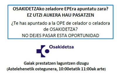 Eragintzak laguntza eskaintzen du Osakidetzako zeladoreen EPEa prestatzeko